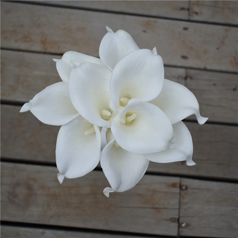 Skanto | 10 Marineblaue Calla Lilien PU Real Touch Blumen Hochzeitsdekoration Sträuße Tischdeko Kunstblumen Heimdeko