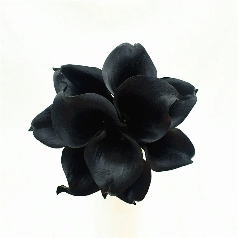 Skanto | 10 Marineblaue Calla Lilien PU Real Touch Blumen Hochzeitsdekoration Sträuße Tischdeko Kunstblumen Heimdeko