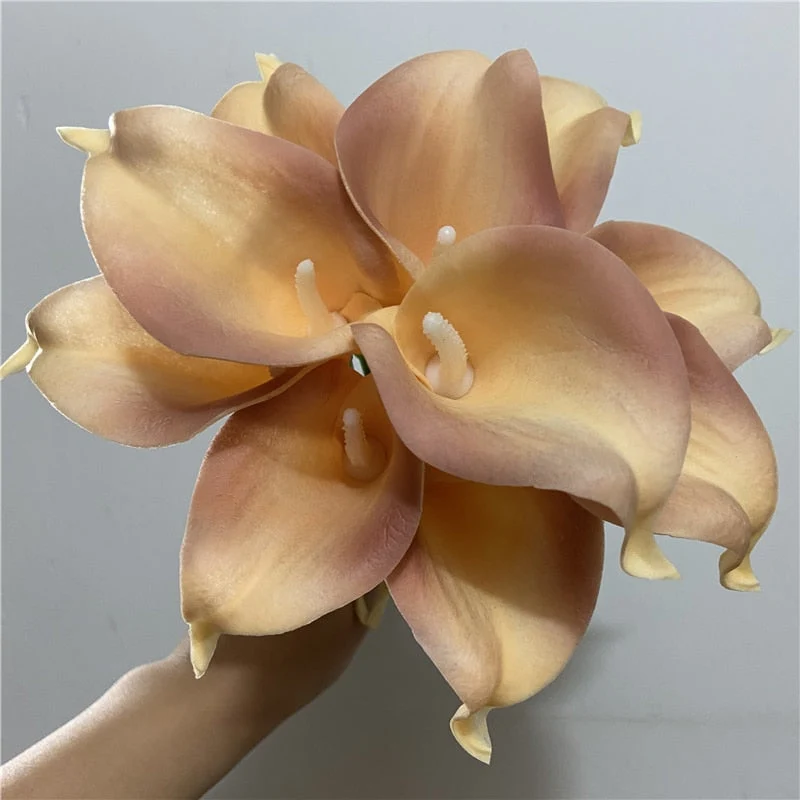 Skanto | 10 Marineblaue Calla Lilien PU Real Touch Blumen Hochzeitsdekoration Sträuße Tischdeko Kunstblumen Heimdeko