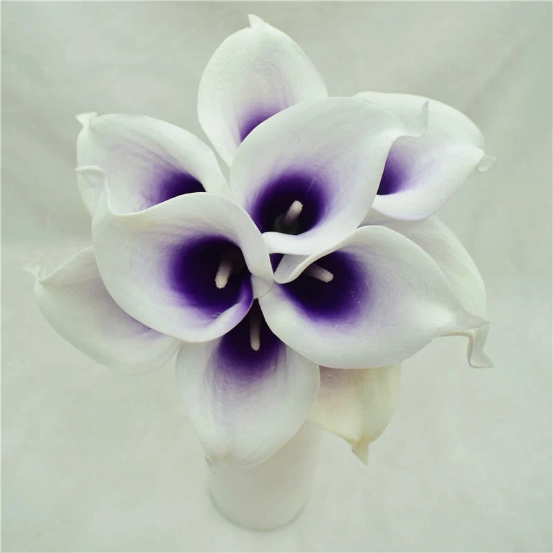 Skanto | 10 Marineblaue Calla Lilien PU Real Touch Blumen Hochzeitsdekoration Sträuße Tischdeko Kunstblumen Heimdeko