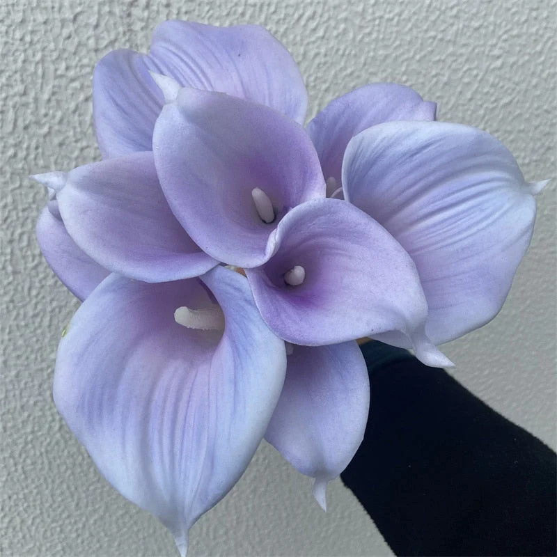 Skanto | 10 Marineblaue Calla Lilien PU Real Touch Blumen Hochzeitsdekoration Sträuße Tischdeko Kunstblumen Heimdeko