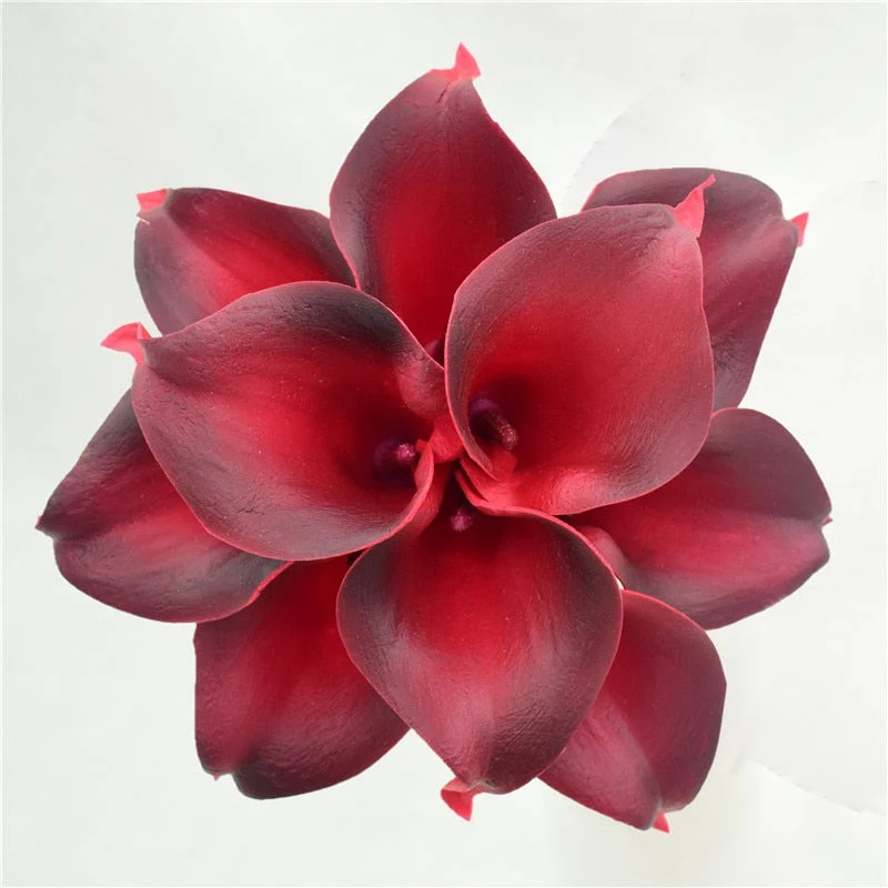 Skanto | 10 Marineblaue Calla Lilien PU Real Touch Blumen Hochzeitsdekoration Sträuße Tischdeko Kunstblumen Heimdeko