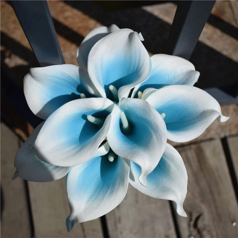 Skanto | 10 Marineblaue Calla Lilien PU Real Touch Blumen Hochzeitsdekoration Sträuße Tischdeko Kunstblumen Heimdeko