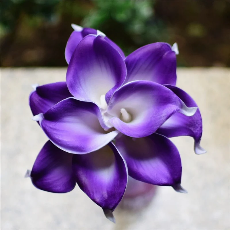 Skanto | 10 Marineblaue Calla Lilien PU Real Touch Blumen Hochzeitsdekoration Sträuße Tischdeko Kunstblumen Heimdeko