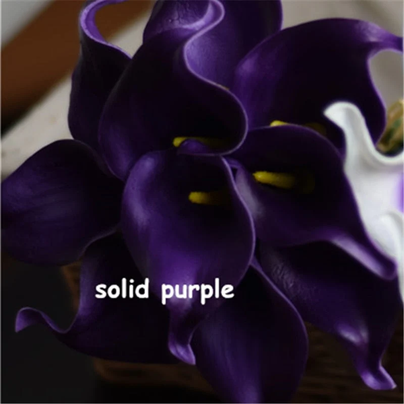Skanto | 10 Marineblaue Calla Lilien PU Real Touch Blumen Hochzeitsdekoration Sträuße Tischdeko Kunstblumen Heimdeko