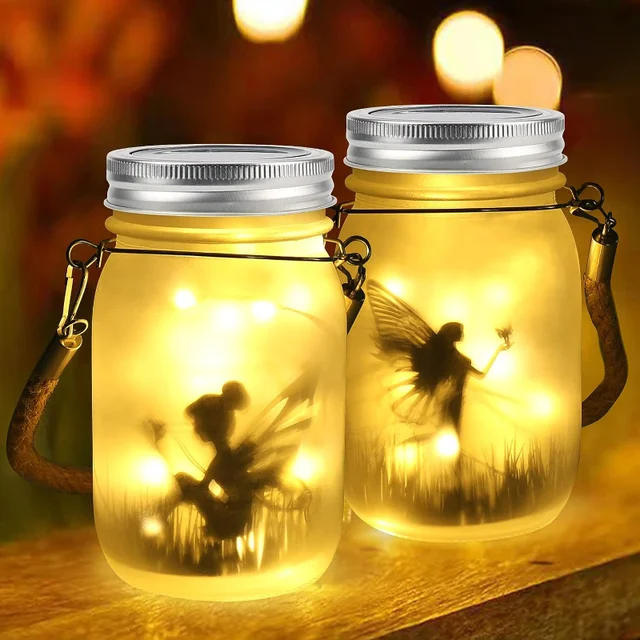 Skanto | Glas-Feenlampe - Solar-Einmachglas-Laterne, IP65 Wasserdichte Outdoor-Hängelaterne