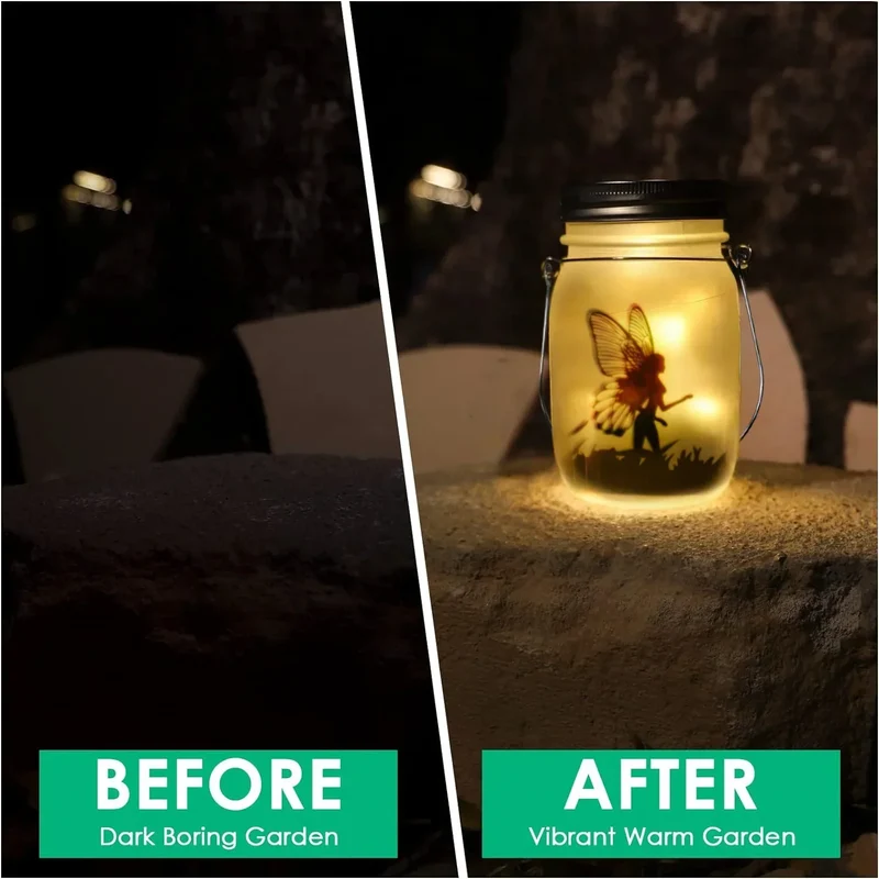 Skanto | Glas-Feenlampe - Solar-Einmachglas-Laterne, IP65 Wasserdichte Outdoor-Hängelaterne