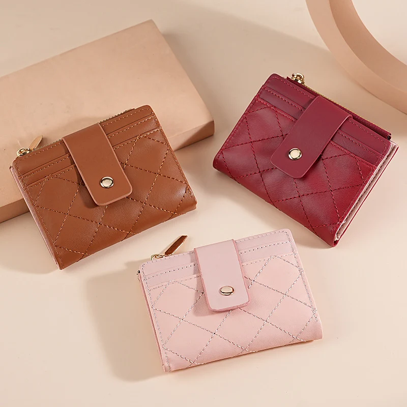 Gep quiltete Leder Reißverschluss Brieftasche