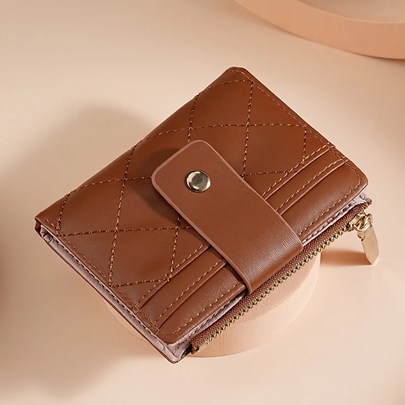Gep quiltete Leder Reißverschluss Brieftasche
