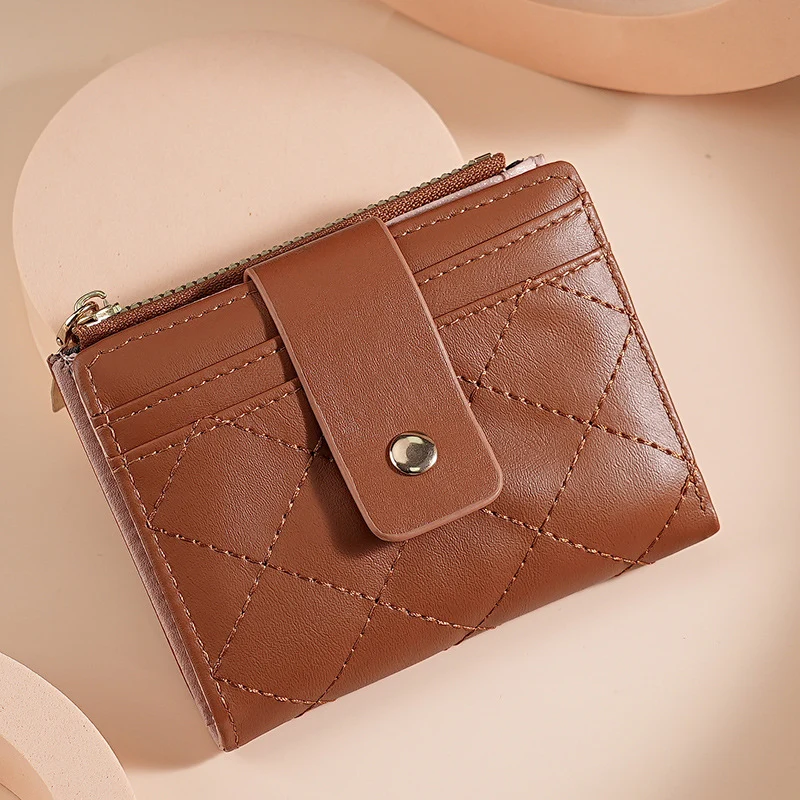 Gep quiltete Leder Reißverschluss Brieftasche