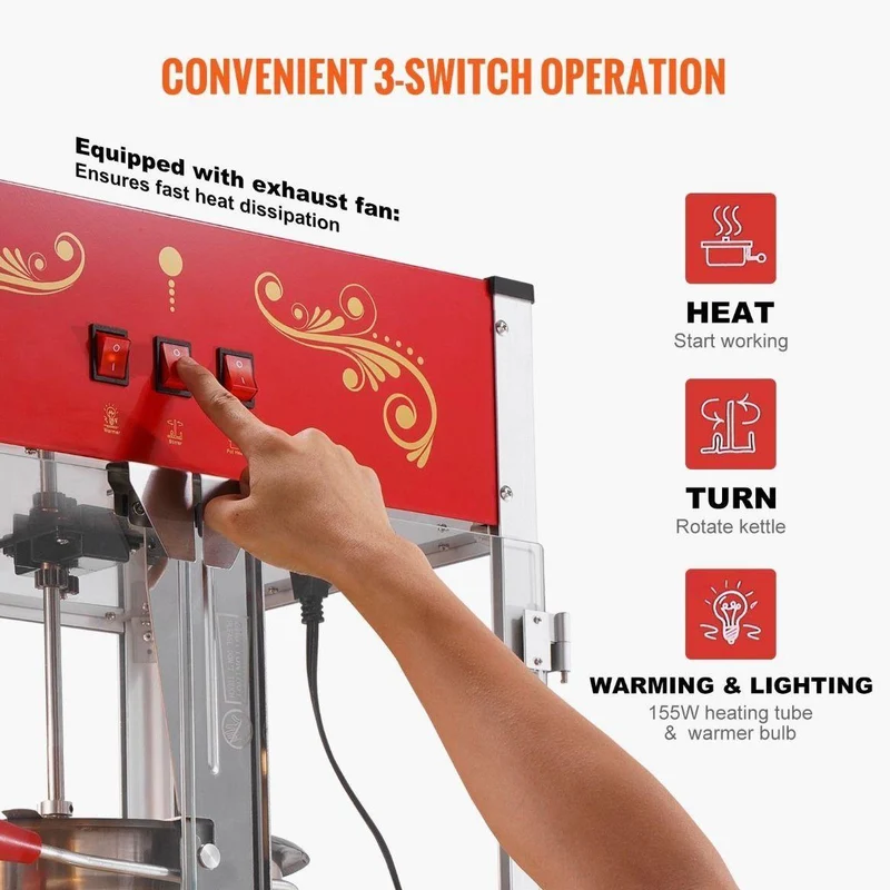 Popcornmaschine im Kino-Design 1615 W Profi Popcorn Maker
