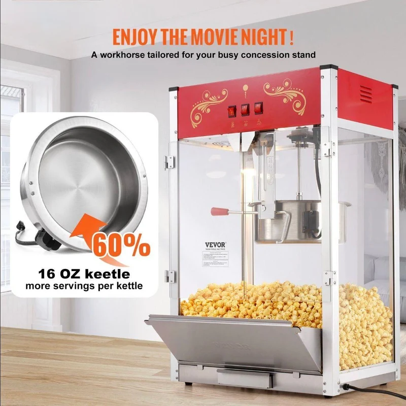 Popcornmaschine im Kino-Design 1615 W Profi Popcorn Maker
