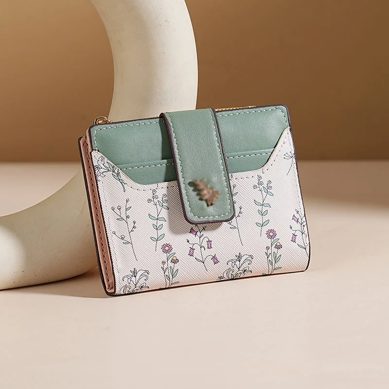 Floral Print Leder Kartenetui