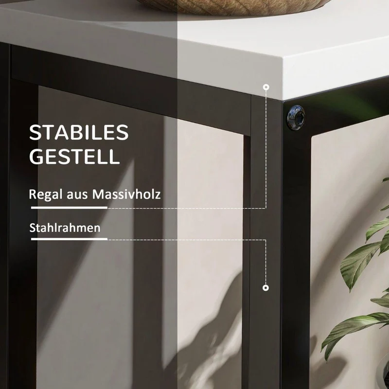 4-stufiger Pflanzenständer aus Stahl & Tannenholz – platzsparendes Blumenregal