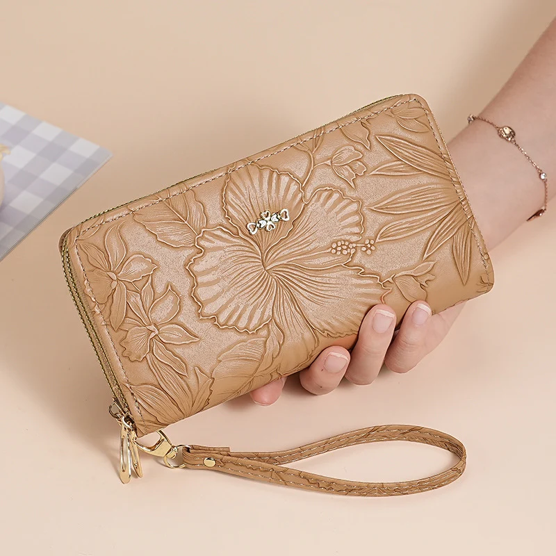 Prägte Leder Handgelenktasche Geldbörse