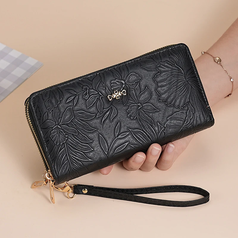 Prägte Leder Handgelenktasche Geldbörse
