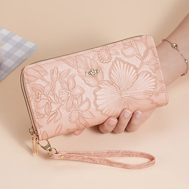 Prägte Leder Handgelenktasche Geldbörse