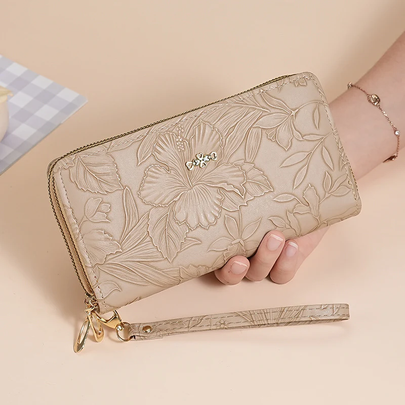 Prägte Leder Handgelenktasche Geldbörse