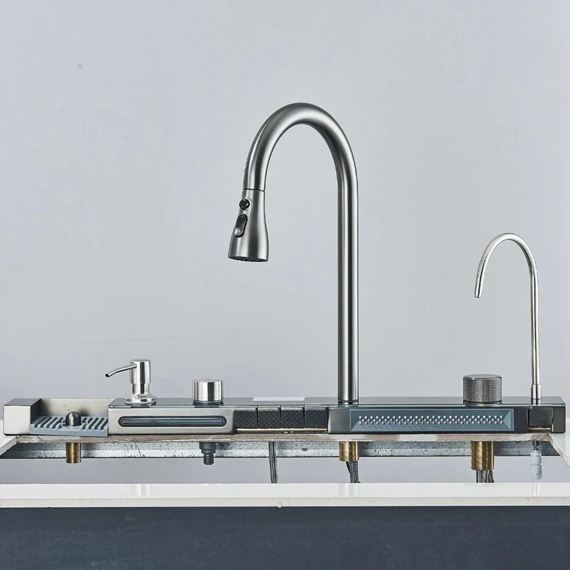 Edelstahl Einbauspüle mit Wasserfall Armatur 75×45 cm