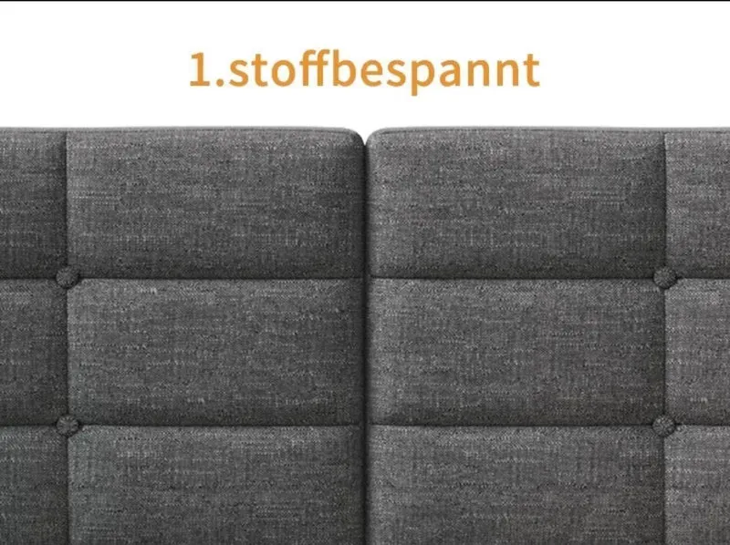 Polsterbett Grau mit LED USB & Schubladen 90x200cm