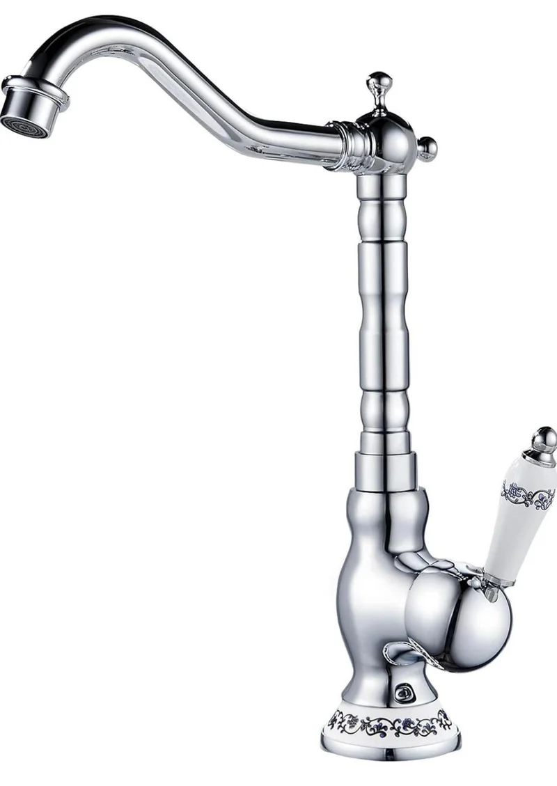 Waschtischarmatur Retro Chrom gebürstet Messing Einhebel