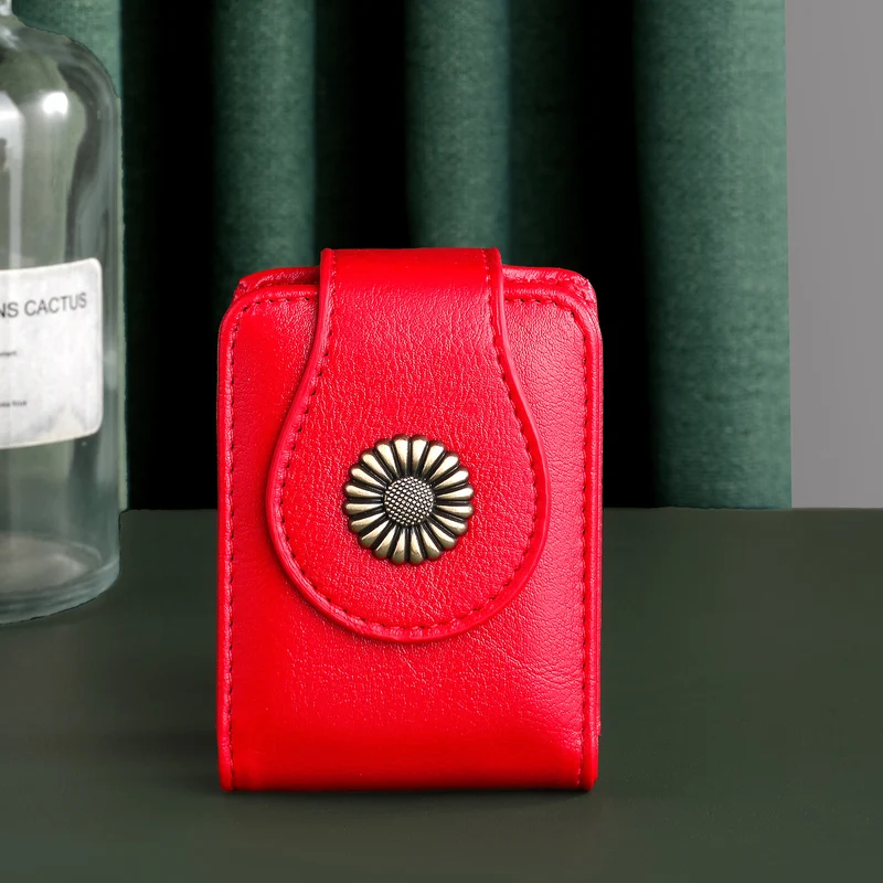 Vintage Blumen-verzierte Leder-Kartenhalter