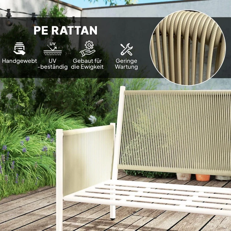 Polyrattan Gartenmöbel Set 4-teilig Sofa, Sessel & Couchtisch