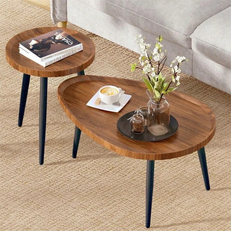 2er Set Couchtisch Massivholz Vintage – Sofatisch & Beistelltisch