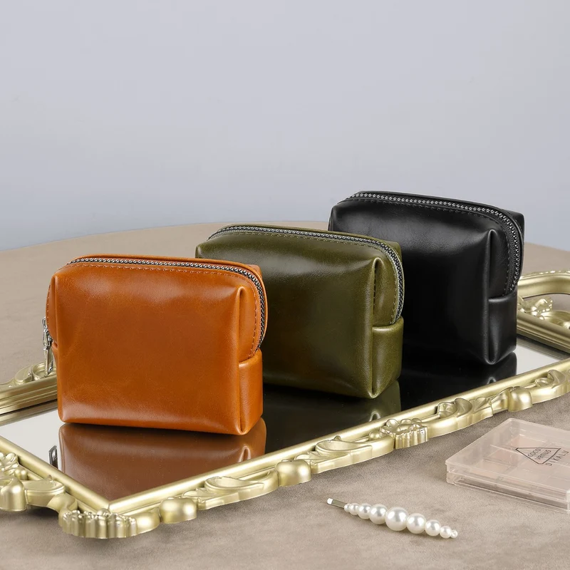 Texturierter Leder Kosmetik Organizer