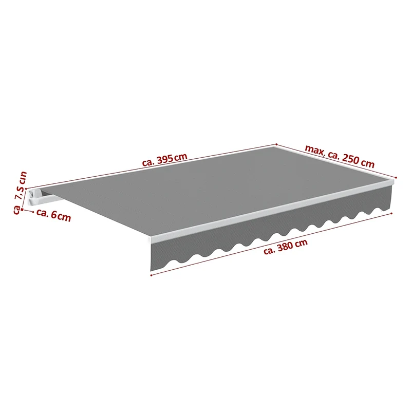 Gelenkarmmarkise 3,95×2,5m mit Handkurbel & UV-Schutz