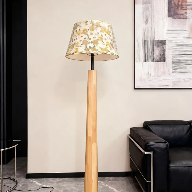 Stilvolle florale Schirm Holz Stehlampe