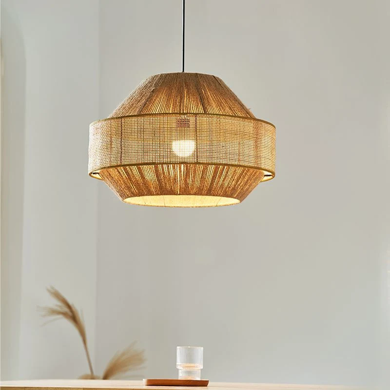 Geflochtene Rattan Trommel Pendelleuchte
