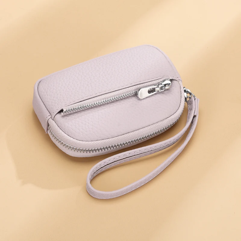 Kompakte Reißverschluss-Leder-Münztasche