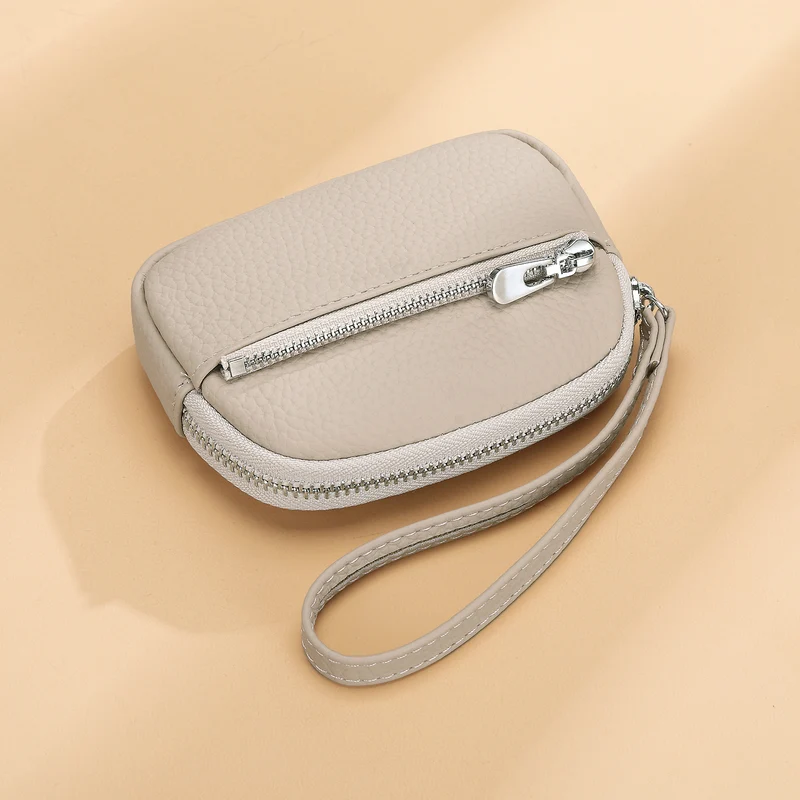 Kompakte Reißverschluss-Leder-Münztasche