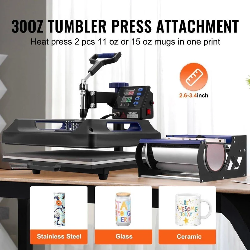 8in1 Heißpresse Transferpresse für Textilien & Tassen