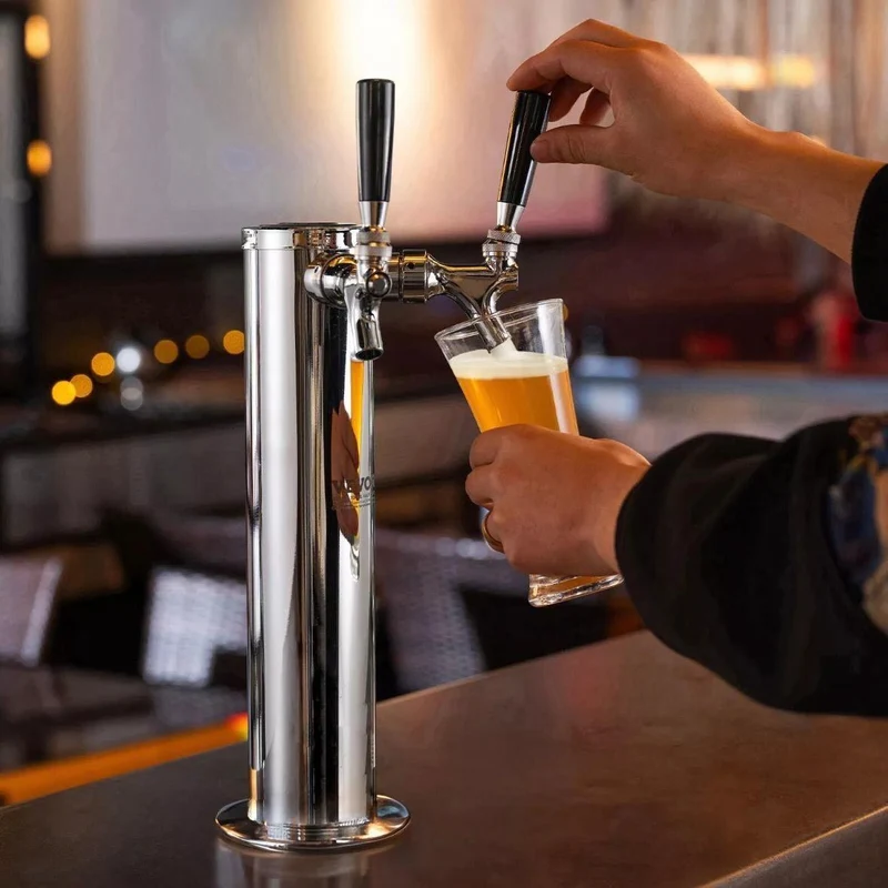 Doppelhahn Kegerator Bierturm Edelstahl mit Zubehör & Druckregler