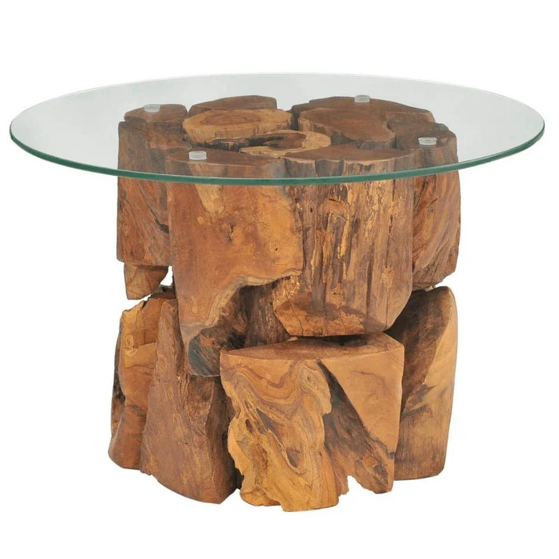 Couchtisch Teak Treibholz mit Glasplatte