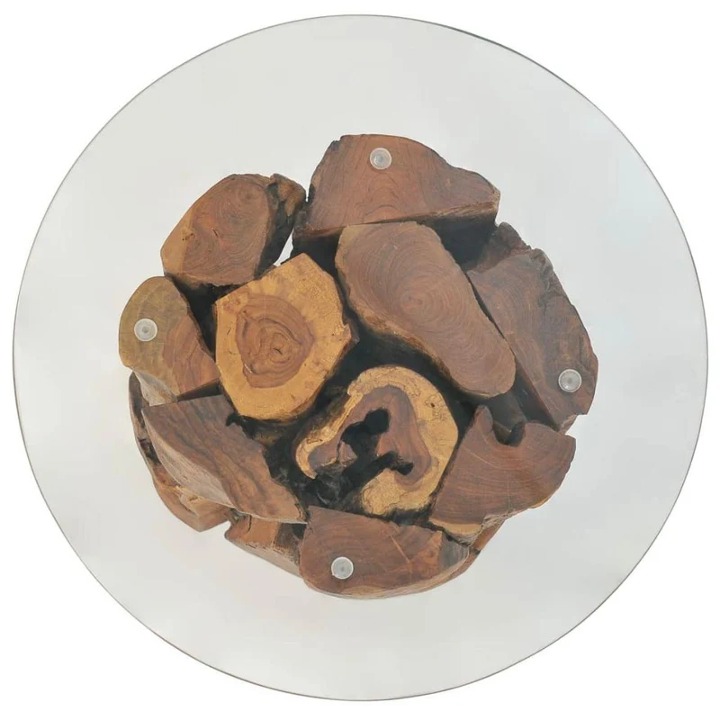 Couchtisch Teak Treibholz mit Glasplatte