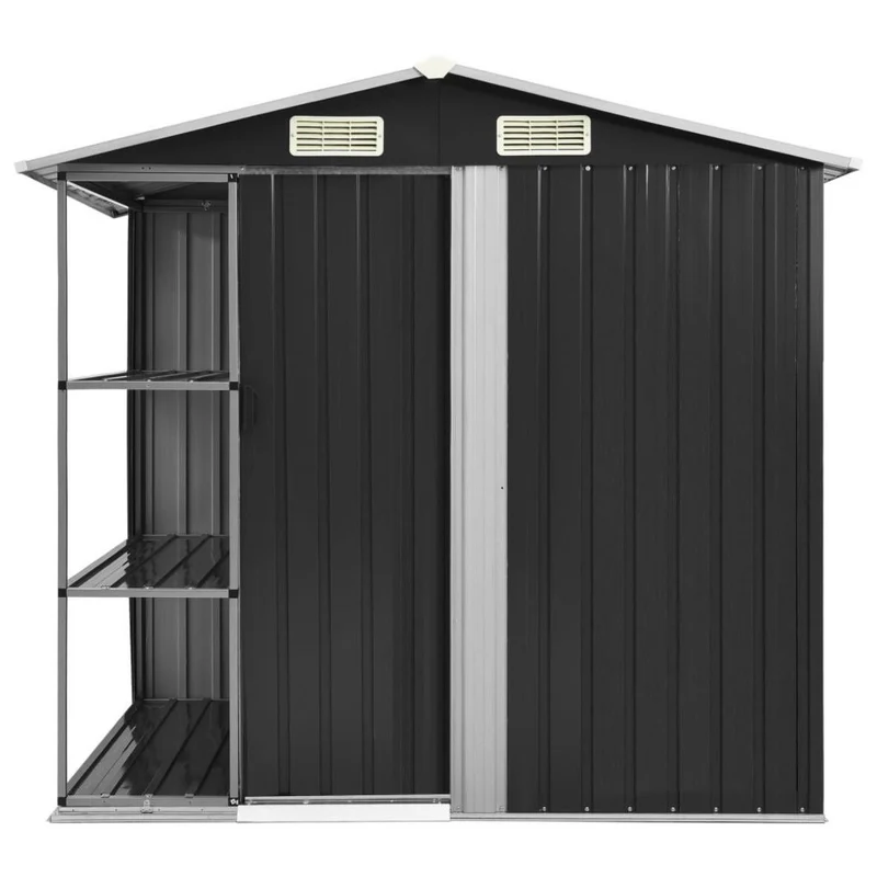 Metall-Gartenhaus mit Regal Anthrazit Geräteschuppen