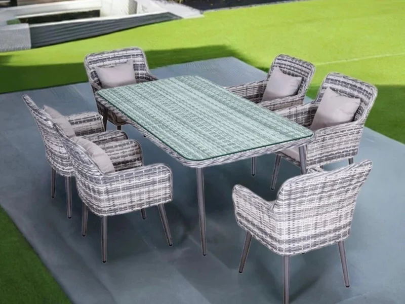 Gartenmöbel Set Aluminium & Polyrattan 6 Personen