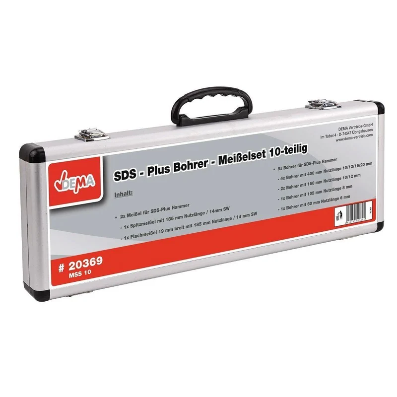 SDS-Plus Bohrer- & Meißelset 10-teilig mit Aluminiumkoffer