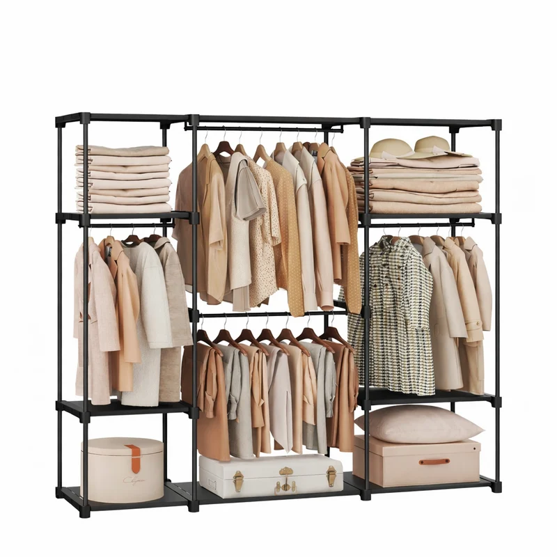 Kleiderschrank/Kleiderständer mit 4 Fächern platzsparend & modern