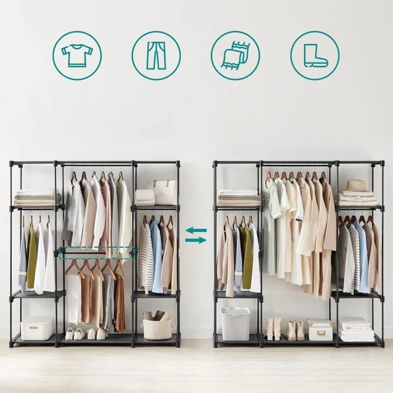 Kleiderschrank/Kleiderständer mit 4 Fächern platzsparend & modern