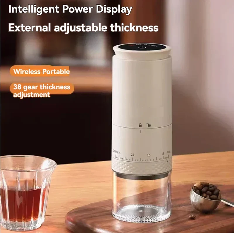 Skanto | 1500mAh Elektrische Kaffeemühle Extern einstellbar Typ-C Lade-Kaffeemühle Bohnenmahlmaschine Kaffeemaschine