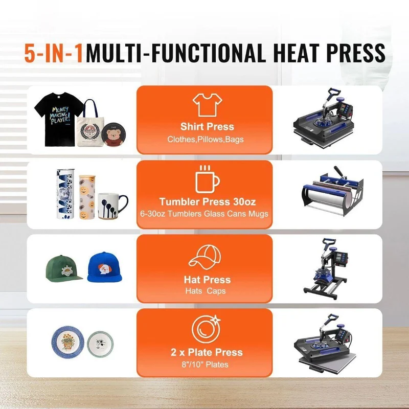 8in1 Heißpresse Multifunktionale Transferpresse