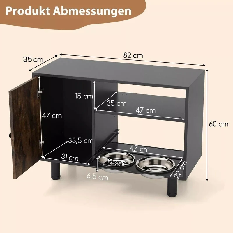 Hundefutterstation Futterschrank Höhenverstellbar Futterstation Haustiere