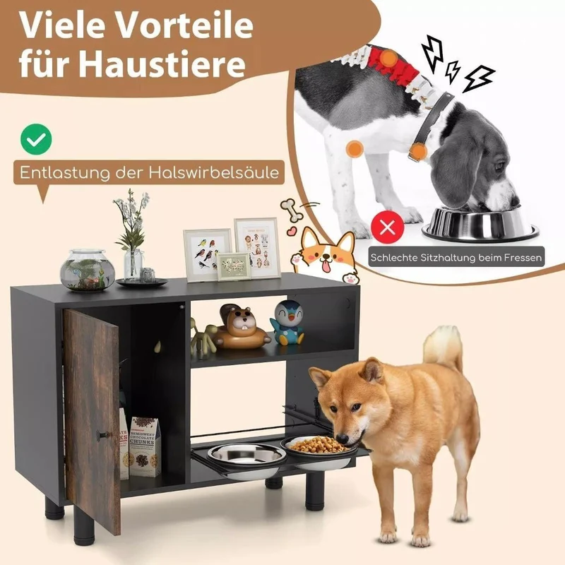 Hundefutterstation Futterschrank Höhenverstellbar Futterstation Haustiere