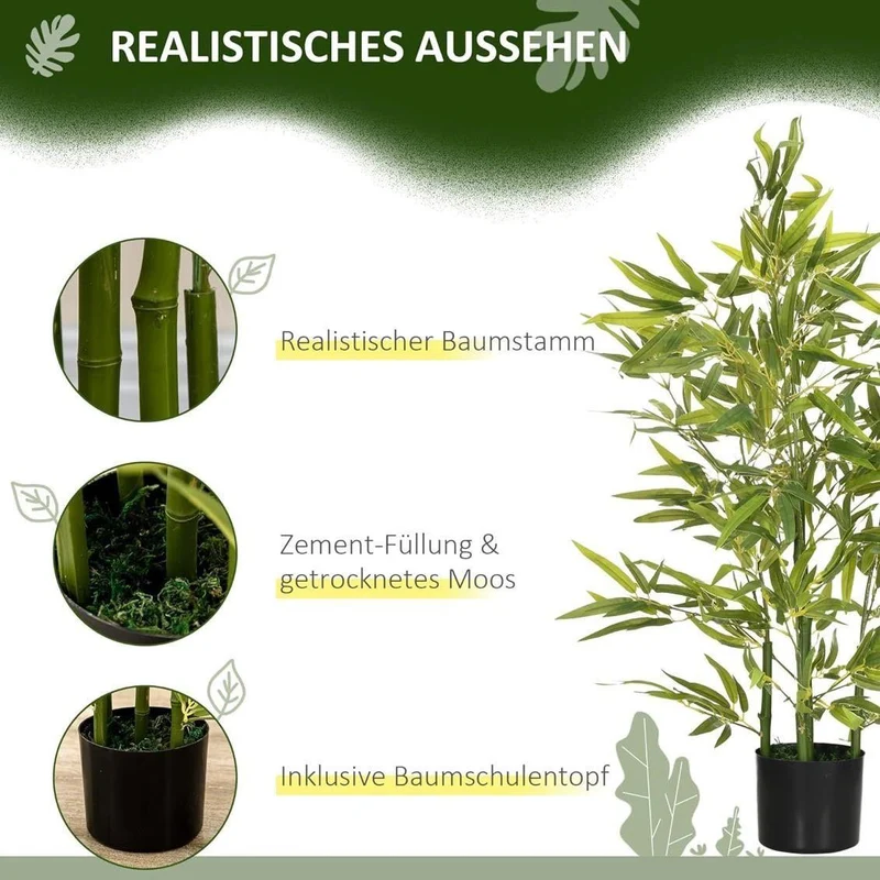 Künstliche Bambuspflanze 90cm Topfpflanze Deko Pflanze