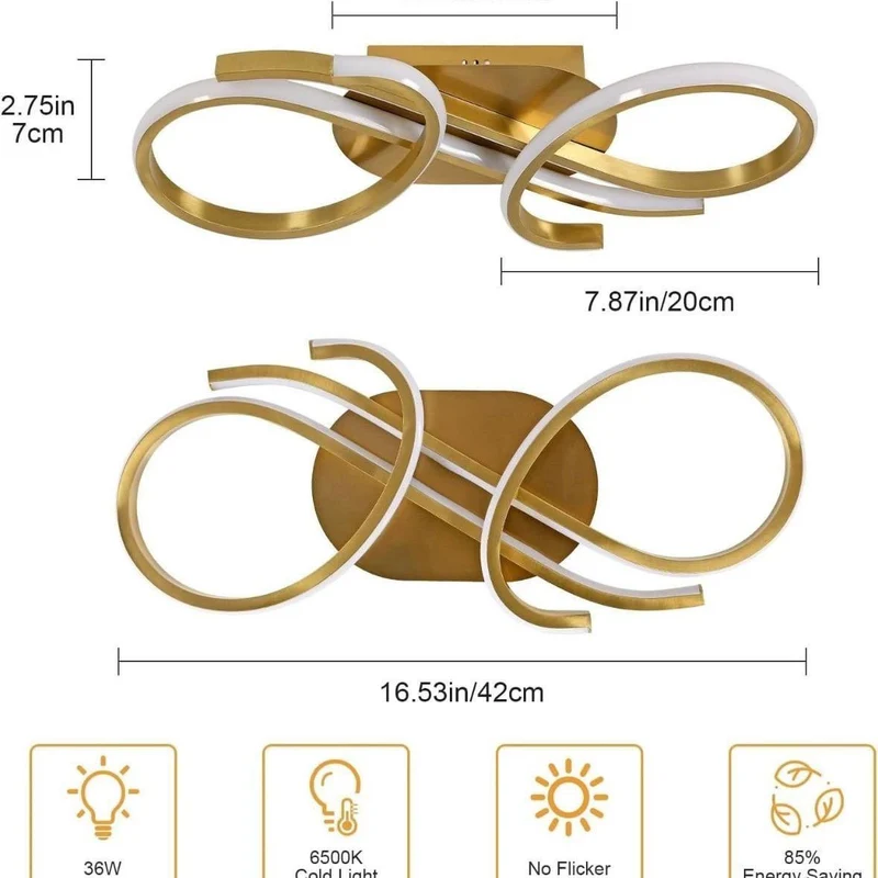 LED Deckenleuchte Gold Bogendesign 36W kaltweiß