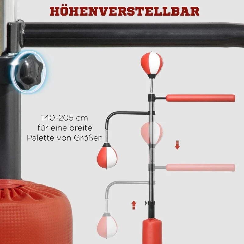 Standboxsack mit Speedballs & Reflexstange – Höhenverstellbares Trainingsgerät